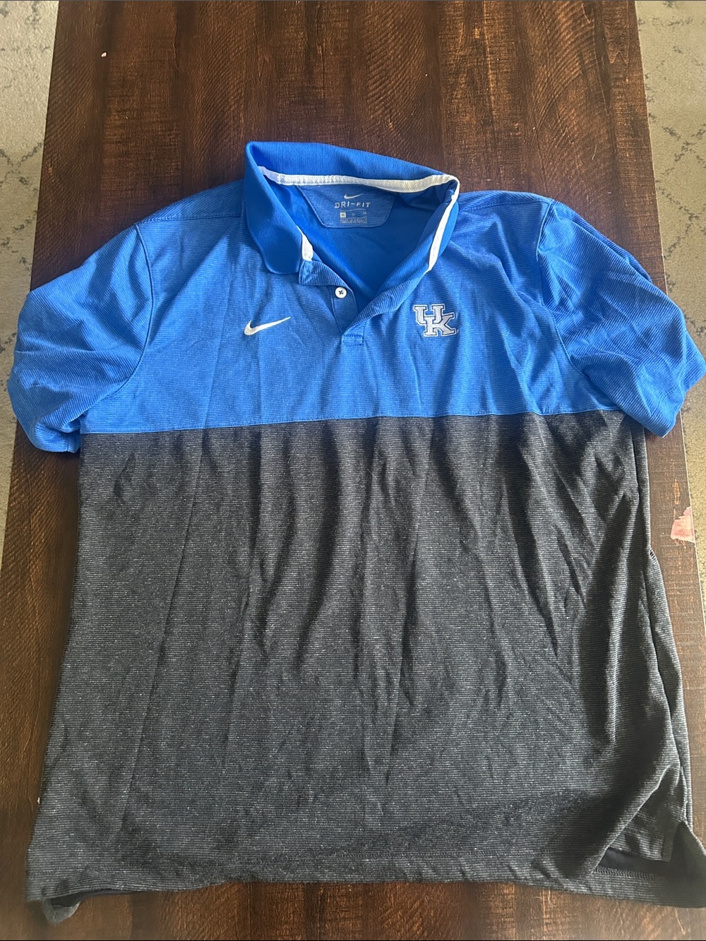 Nike Blue and Gray Two-Tone Dri-FIT Polo with UK Logo